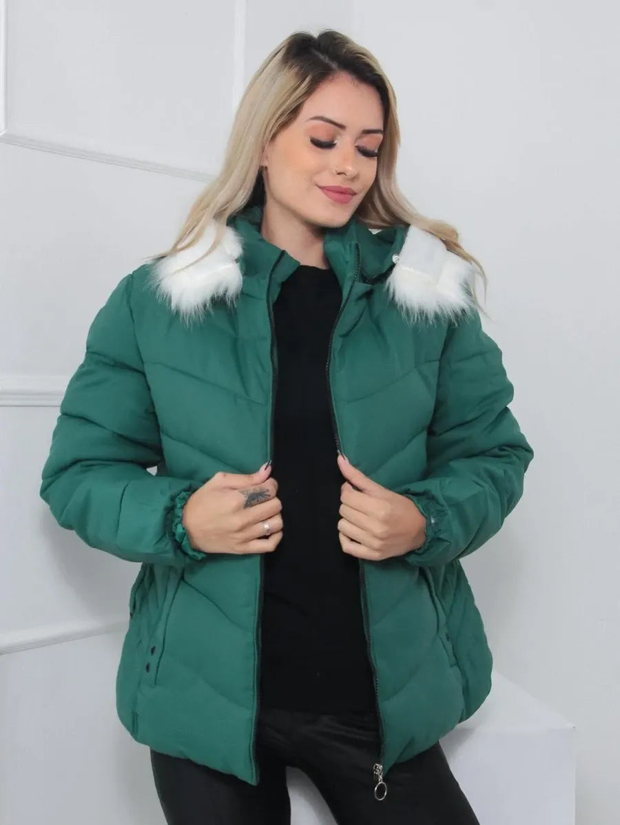 Chaqueta Acolchada con Capucha Desmontable para Mujer | Ideal para La Temporada Fría