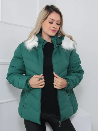 Chaqueta Acolchada con Capucha Desmontable para Mujer | Ideal para La Temporada Fría