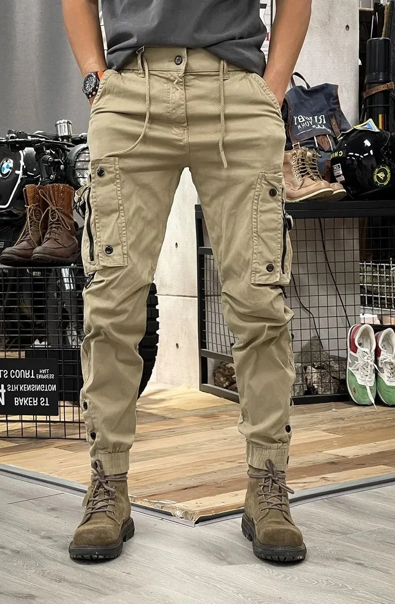 Pantalón Cargo con Cintura Elástica y Múltiples Bolsillos para Hombre | Ideal para Uso Diario