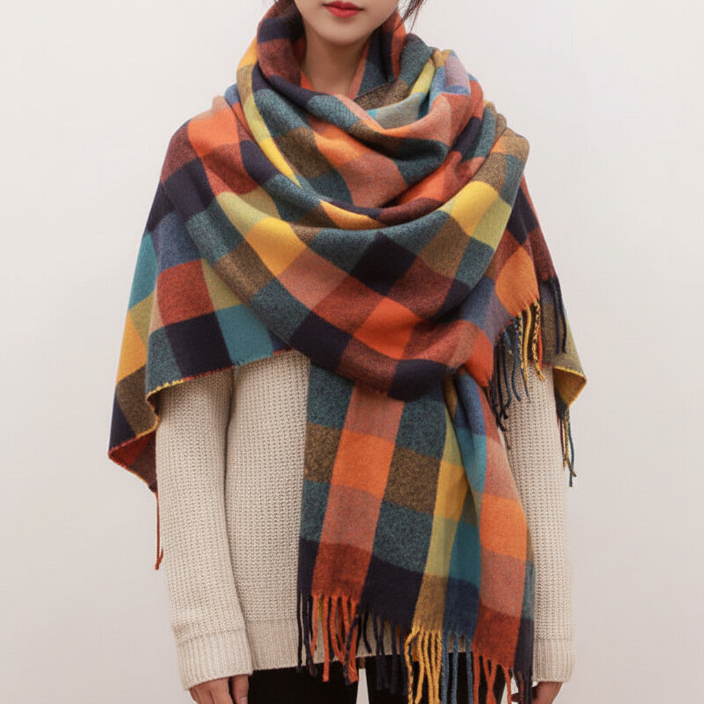 Bufanda Con Diseño De Cuadros Para Mujeres | Ideal Para El Invierno