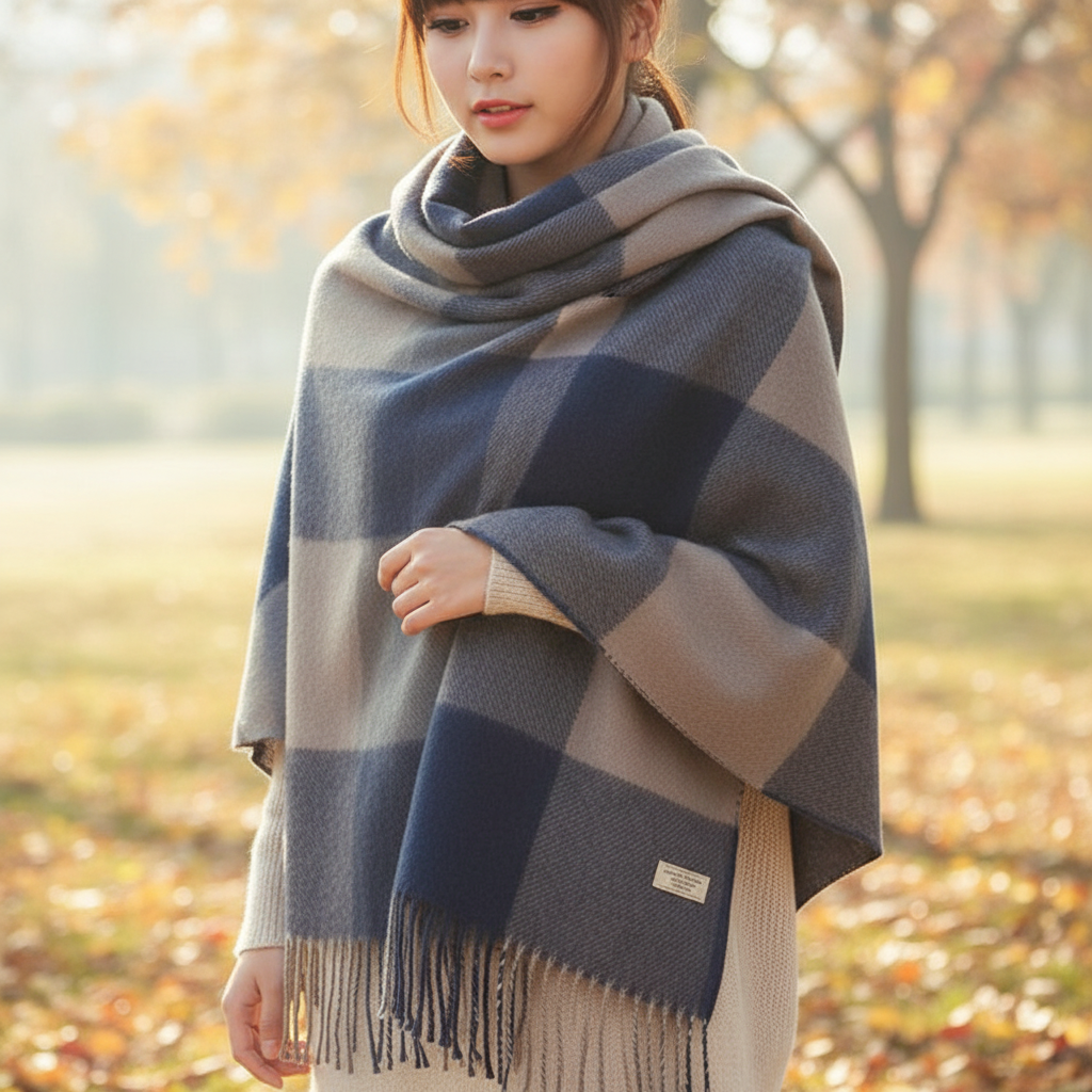 Bufanda Con Diseño De Cuadros Para Mujeres | Ideal Para El Invierno