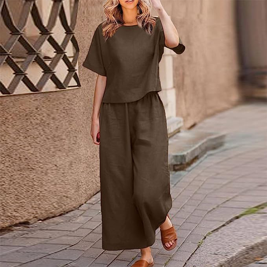 Conjunto de Dos Piezas con Manga Corta para Mujer | Ideal para la Temporada de Verano