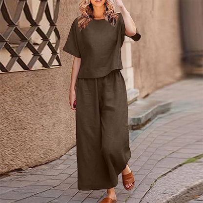Conjunto de Dos Piezas con Manga Corta para Mujer | Ideal para la Temporada de Verano