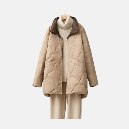 Chaqueta Acolchada De Largo Medio Con Cuello Alto Para Mujer | Ideal Para Entretiempo