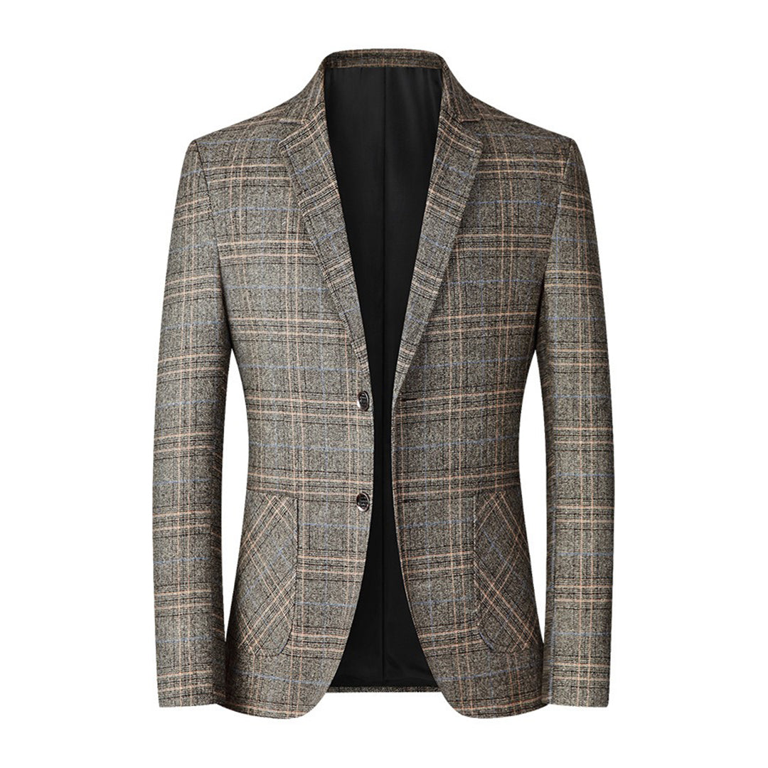 Blazer con Estampado a Cuadros y Cierre de Botones para Hombre | Ideal para Uso Diario y Eventos