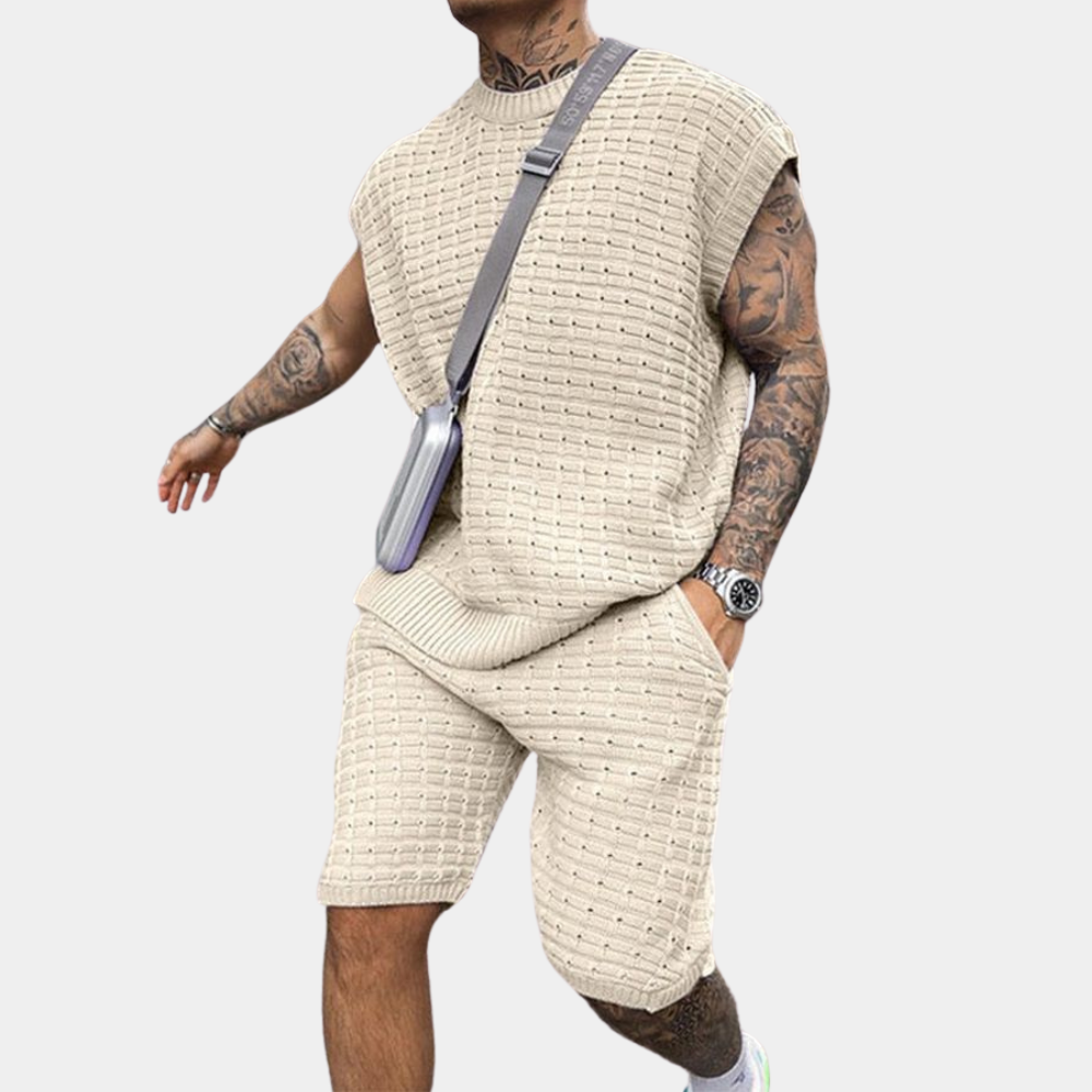 Conjunto Dos Piezas con Camiseta sin Mangas y Short Recto para Adultos | Ideal para Uso Diario