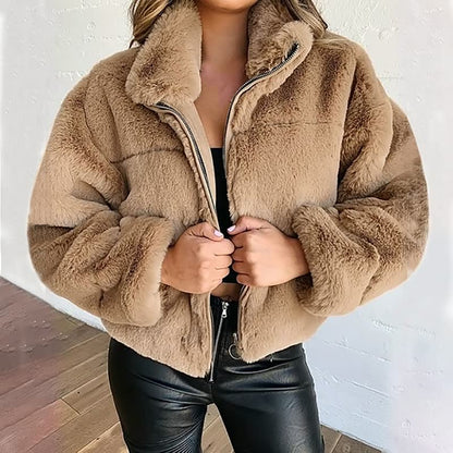 Chaqueta de Invierno con Cuello Alto y Corte Recto para Mujer | Ideal para Uso Diario en Ciudad