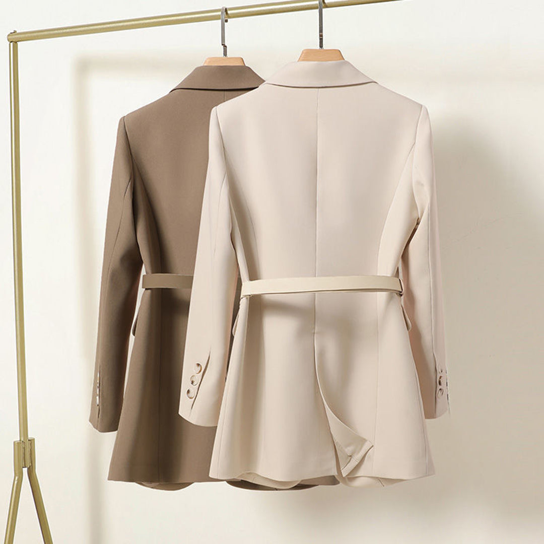 Blazer Largo con Cinturón Frontal para Mujer | Ideal para Uso Profesional y Eventos Formales