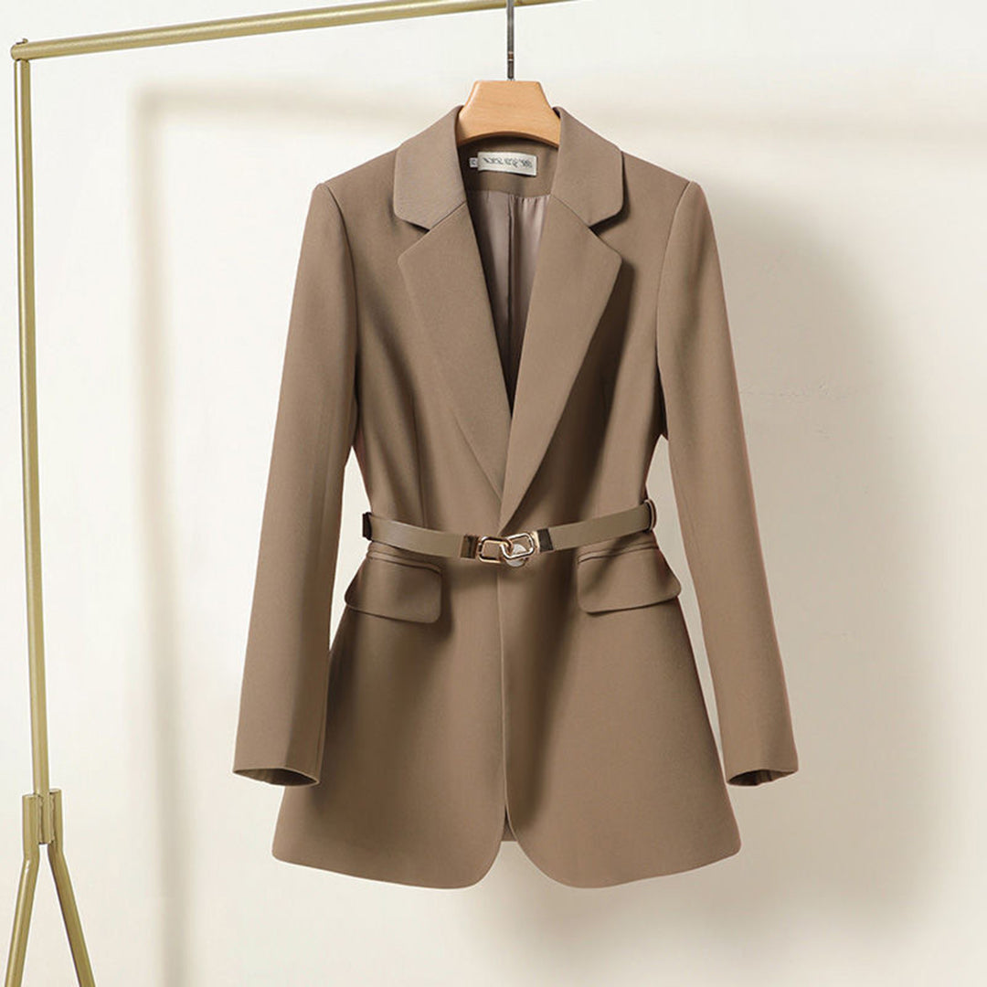 Blazer Largo con Cinturón Frontal para Mujer | Ideal para Uso Profesional y Eventos Formales