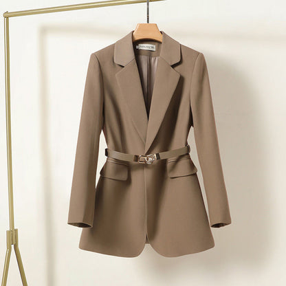 Blazer Largo con Cinturón Frontal para Mujer | Ideal para Uso Profesional y Eventos Formales