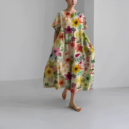 Vestido Midi Con Estampado Floral Y Corte Relajado Para Mujer | Ideal Para Uso Diario Y Salidas Informales