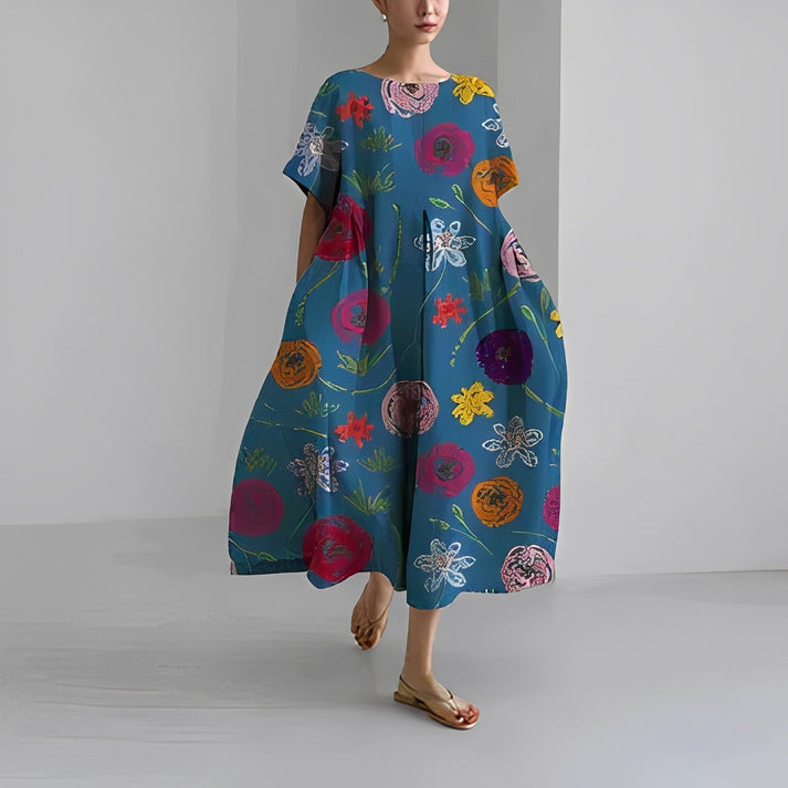 Vestido Midi Con Estampado Floral Y Corte Relajado Para Mujer | Ideal Para Uso Diario Y Salidas Informales
