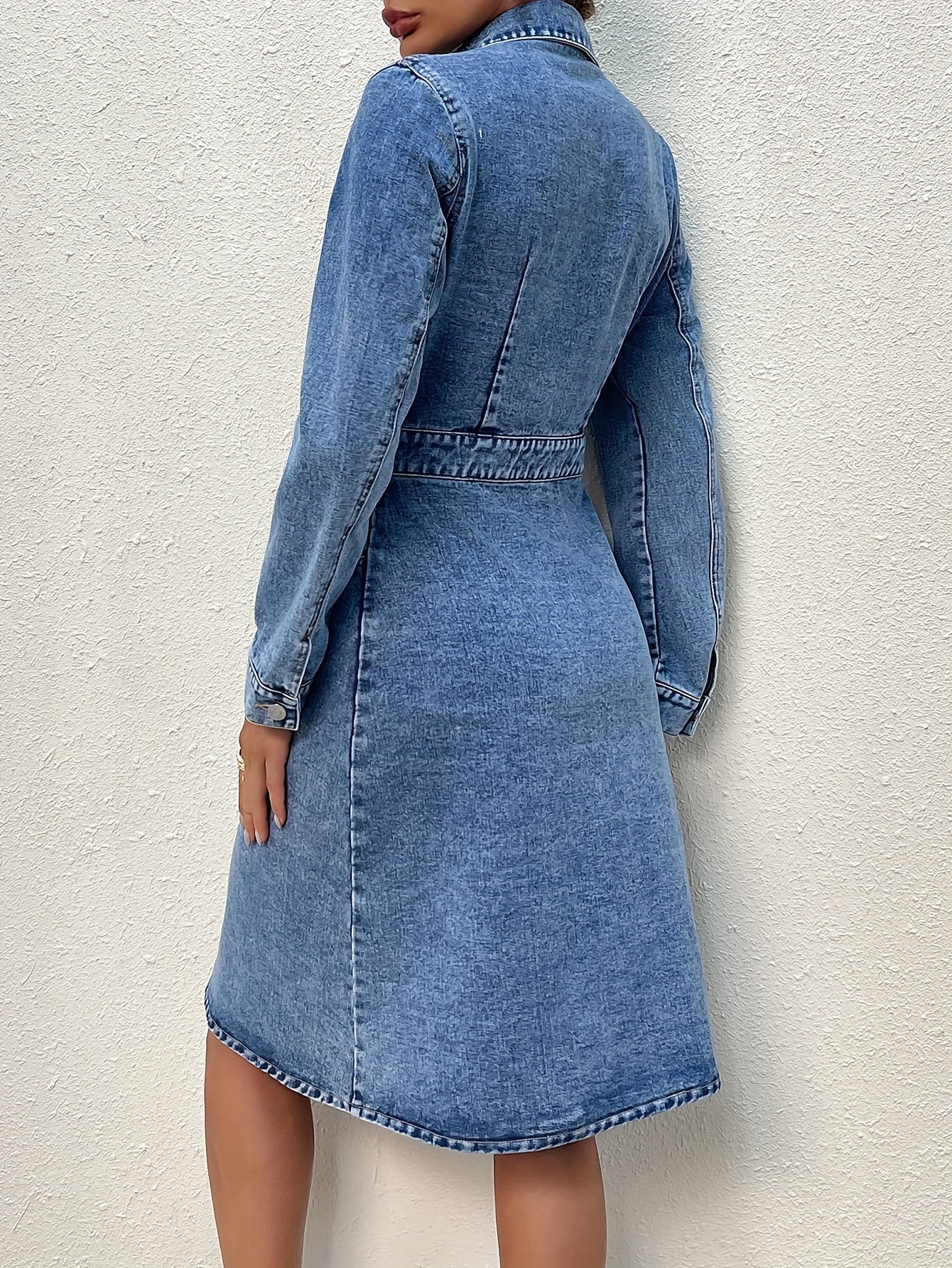 Vestido Midi Con Corte Estructurado Y Cierre De Botones Para Mujer | Ideal Para Uso Diario Y Contextos Informales