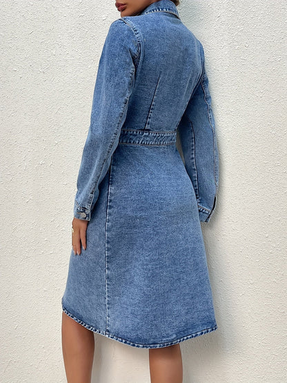 Vestido Midi Con Corte Estructurado Y Cierre De Botones Para Mujer | Ideal Para Uso Diario Y Contextos Informales