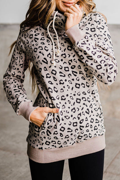 Sudadera Larga Con Capucha e Imprimé Leopardo Para Mujer | Ideal Para Uso Diario