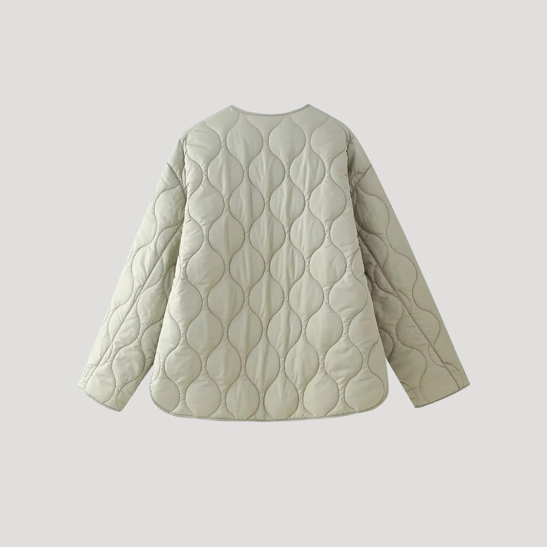 Chaqueta Acolchada Ligera con Cierre a Presión para Mujer | Ideal para Entretiempo