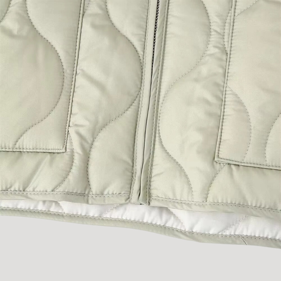 Chaqueta Acolchada Ligera con Cierre a Presión para Mujer | Ideal para Entretiempo