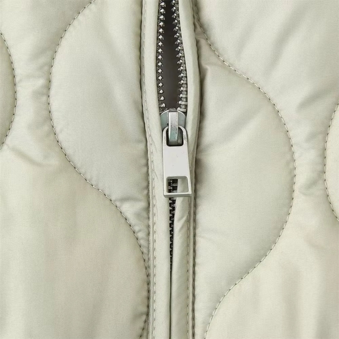 Chaqueta Acolchada Ligera con Cierre a Presión para Mujer | Ideal para Entretiempo
