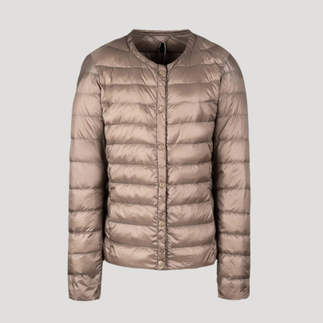Chaqueta Acolchada con Cierre de Cremallera y Botones a Presión para Mujer | Ideal para Entretiempo