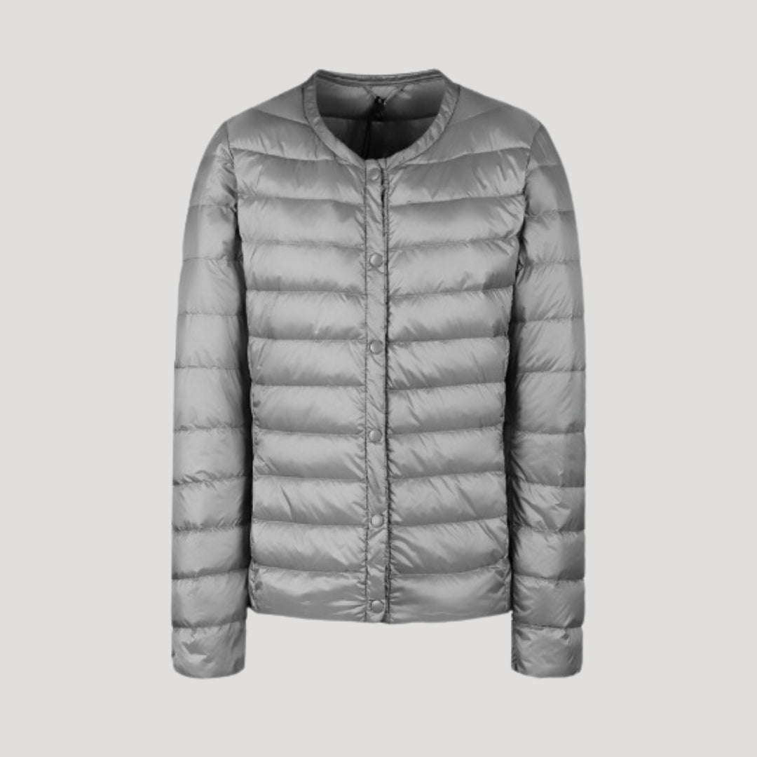 Chaqueta Acolchada con Cierre de Cremallera y Botones a Presión para Mujer | Ideal para Entretiempo