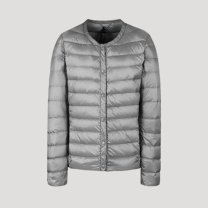 Chaqueta Acolchada con Cierre de Cremallera y Botones a Presión para Mujer | Ideal para Entretiempo