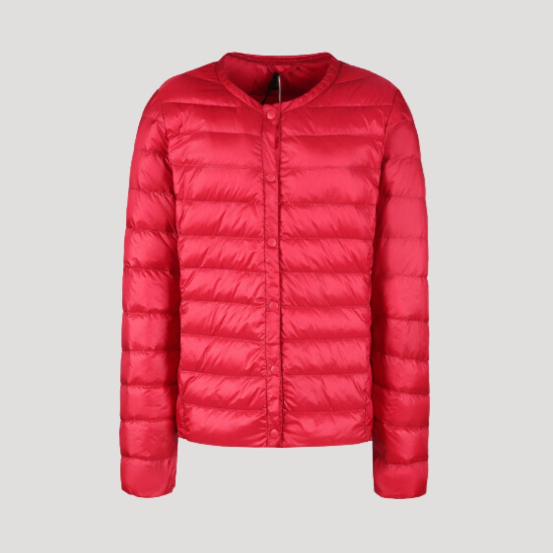 Chaqueta Acolchada con Cierre de Cremallera y Botones a Presión para Mujer | Ideal para Entretiempo