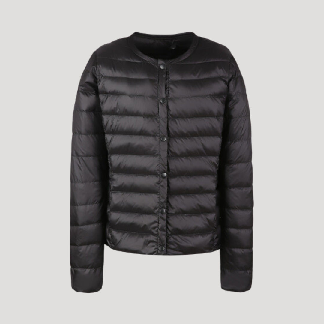 Chaqueta Acolchada con Cierre de Cremallera y Botones a Presión para Mujer | Ideal para Entretiempo