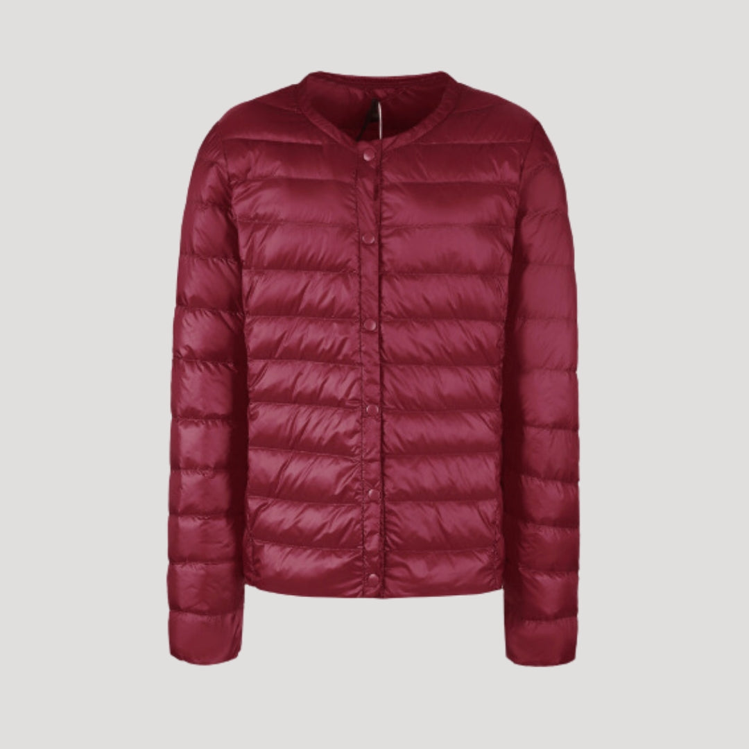 Chaqueta Acolchada con Cierre de Cremallera y Botones a Presión para Mujer | Ideal para Entretiempo