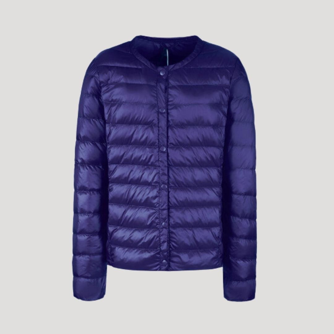 Chaqueta Acolchada con Cierre de Cremallera y Botones a Presión para Mujer | Ideal para Entretiempo
