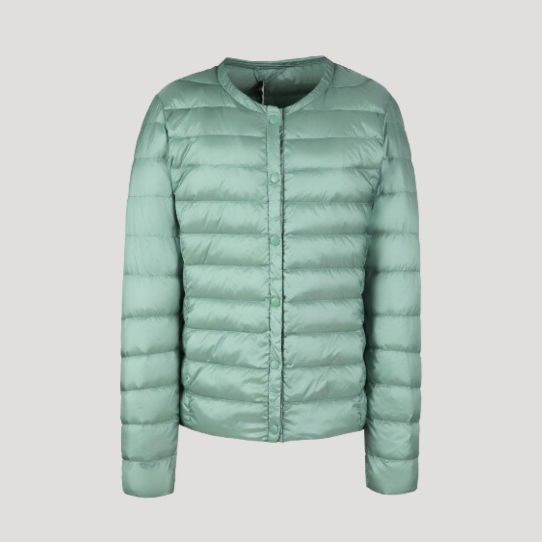 Chaqueta Acolchada con Cierre de Cremallera y Botones a Presión para Mujer | Ideal para Entretiempo