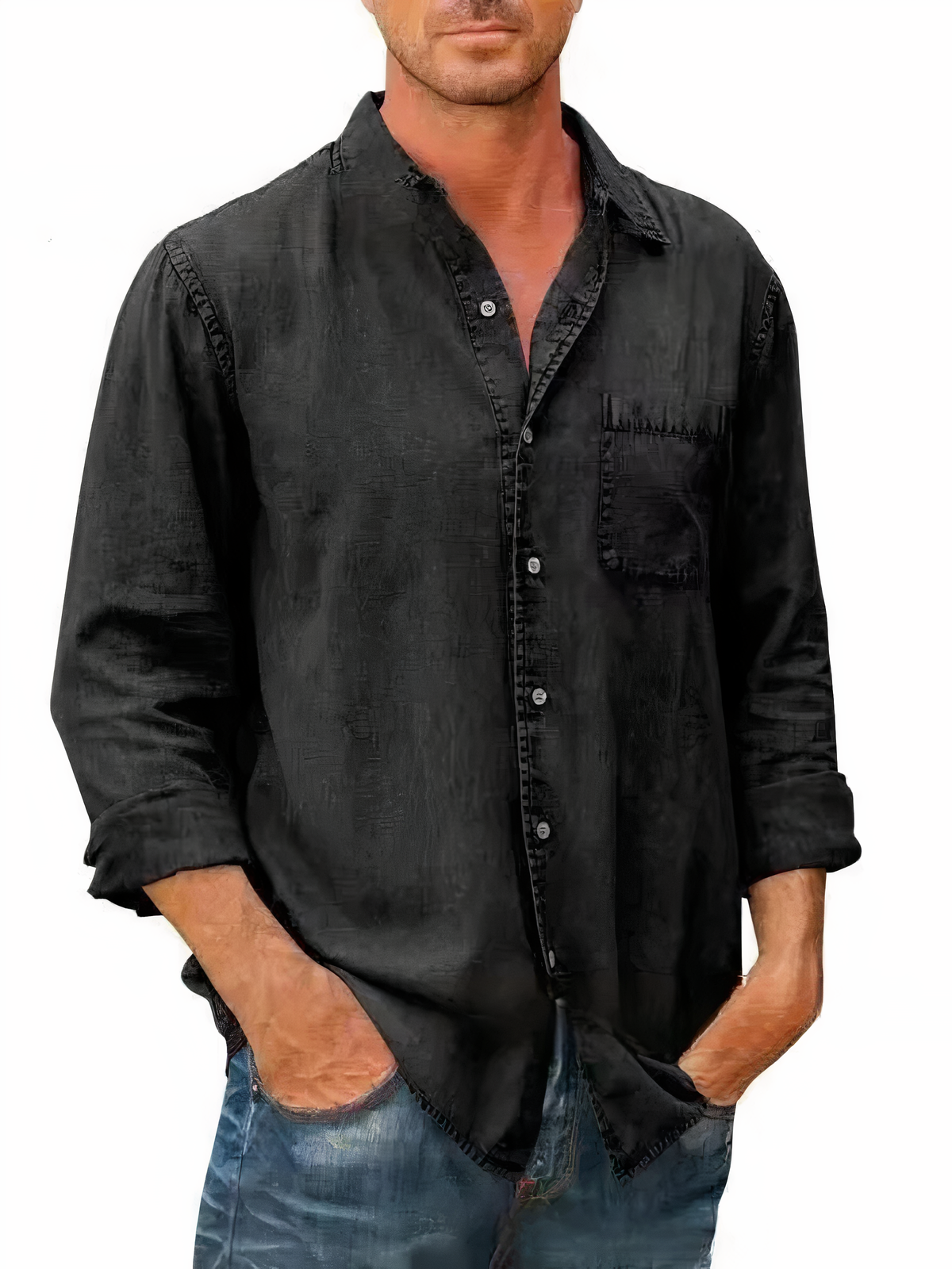 Camisa de Manga Larga Denim con Corte Amplio para Hombre | Ideal para Uso Diario