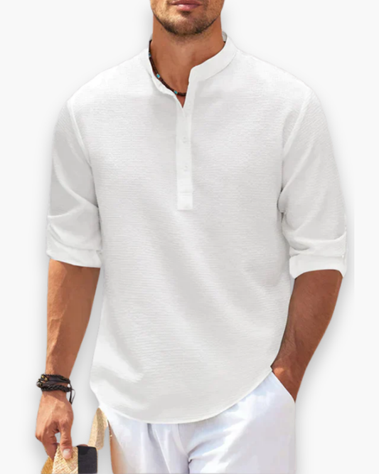 Camisa de Manga Corta con Cuello Alto para Hombre | Ideal para Verano y Actividades Diarias