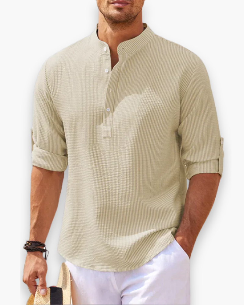 Camisa de Manga Corta con Cuello Alto para Hombre | Ideal para Verano y Actividades Diarias