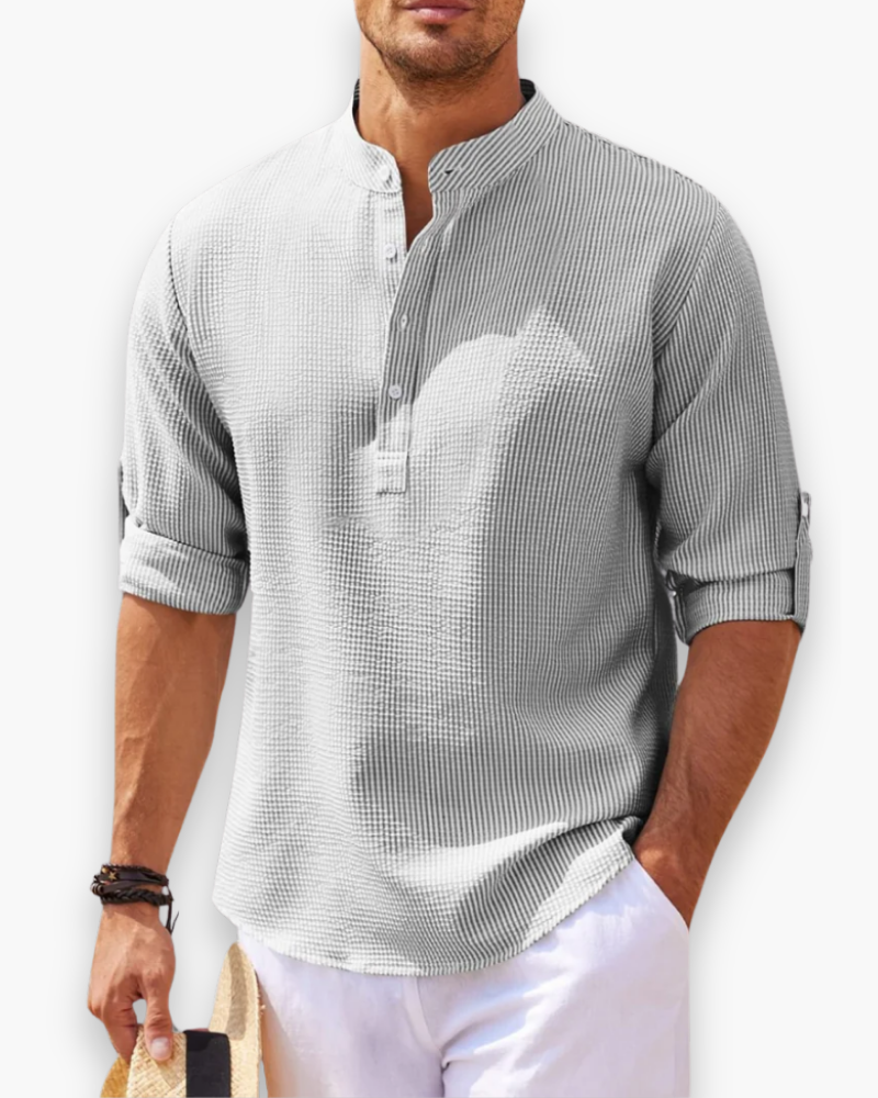 Camisa de Manga Corta con Cuello Alto para Hombre | Ideal para Verano y Actividades Diarias