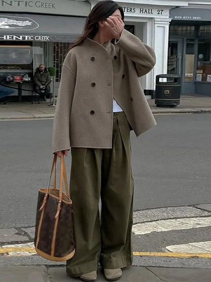 Abrigo De Invierno Con Corte Suelto Y Botones Dobles Para Mujer | Ideal Para Invierno