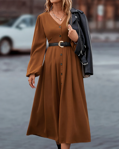 Vestido con Mangas Largas y Cierre de Botones para Mujer | Ideal para Uso Diario u Ocasiones