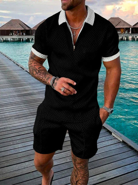 Conjunto de Polo con Cremallera y Short para Hombre | Ideal para el Verano