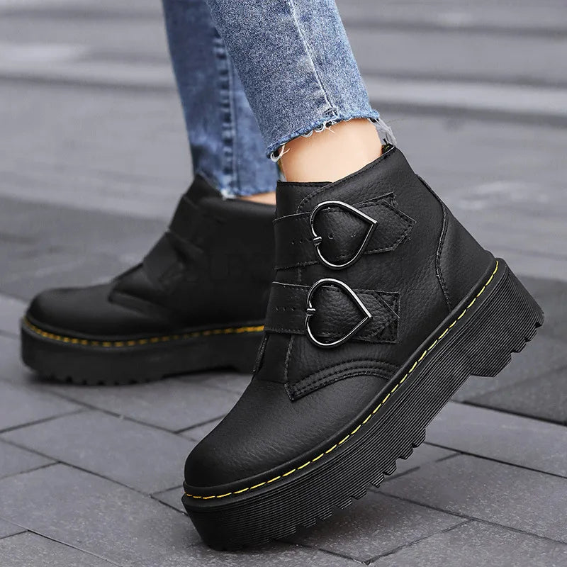 Botas de Invierno con Suela Gruesa y Hebilla Decorativa para Mujer | Ideal para Invierno