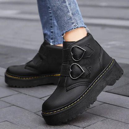 Botas de Invierno con Suela Gruesa y Hebilla Decorativa para Mujer | Ideal para Invierno