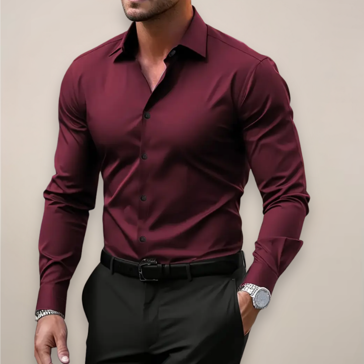Camisa Slim Fit con Cuello Clásico para Hombre | Ideal para Primavera y Otoño