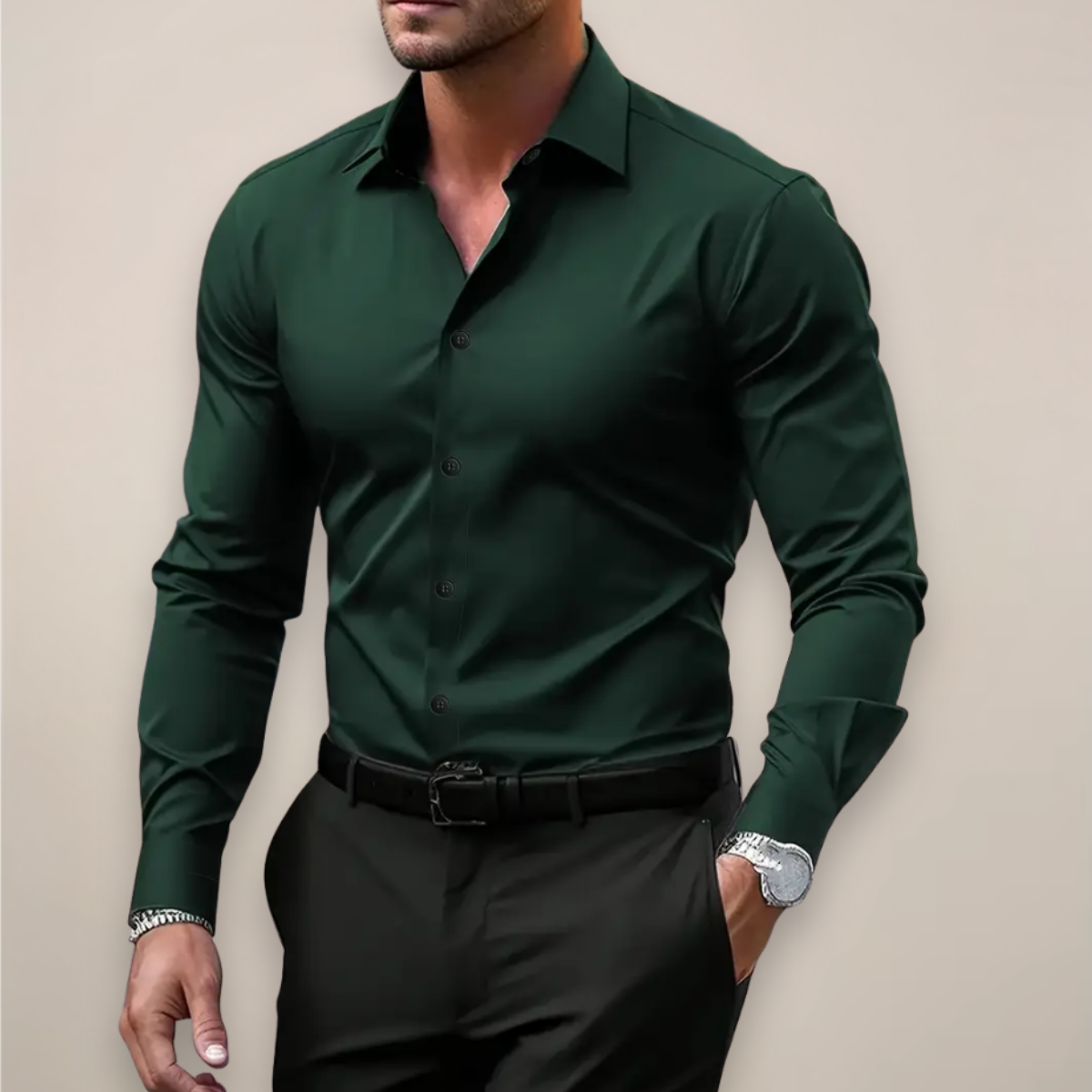 Camisa Slim Fit con Cuello Clásico para Hombre | Ideal para Primavera y Otoño