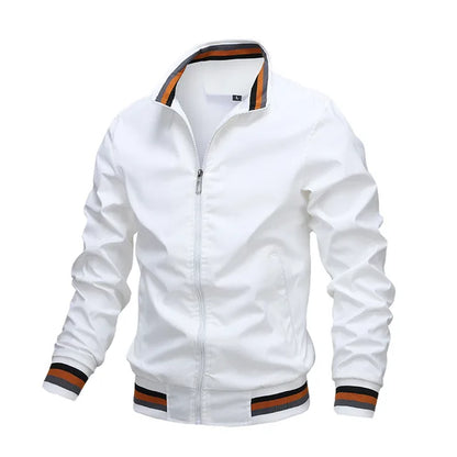 Chaqueta De Media Temporada Con Rayas Y Cierre Frontal Para Hombre | Ideal Para Uso Diario Y Superposición