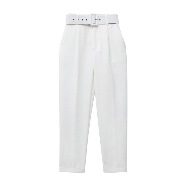 Pantalón de Talle Alto con Cinturón Ajustable y Bolsillos Funcionales para Mujer | Ideal para Uso Diario o Salidas Informales