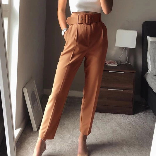 Pantalón de Talle Alto con Cinturón Ajustable y Bolsillos Funcionales para Mujer | Ideal para Uso Diario o Salidas Informales