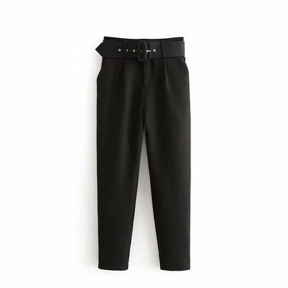 Pantalón de Talle Alto con Cinturón Ajustable y Bolsillos Funcionales para Mujer | Ideal para Uso Diario o Salidas Informales