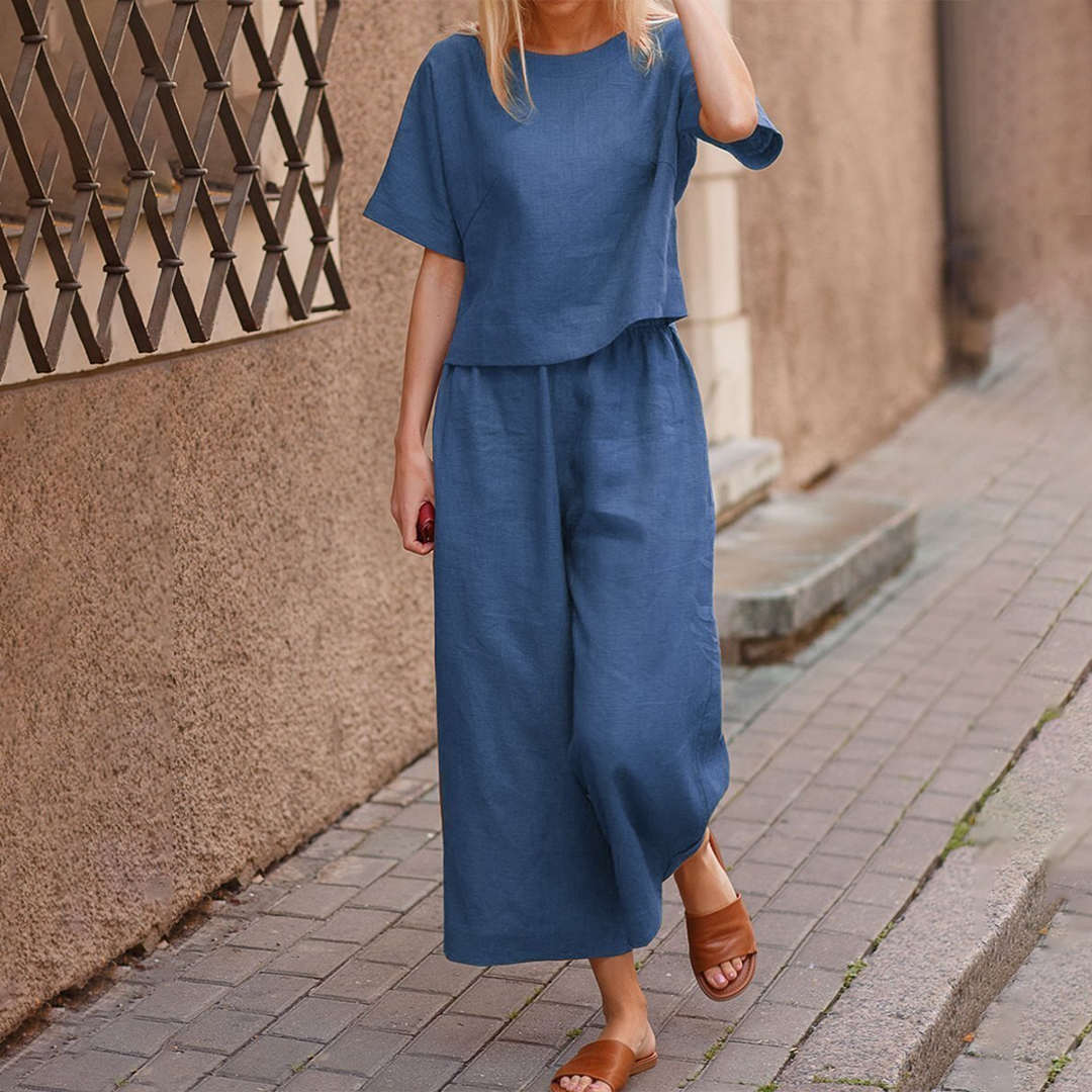 Conjunto de Dos Piezas con Manga Corta para Mujer | Ideal para la Temporada de Verano