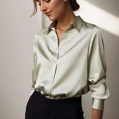 Blusa De Mujer Con Manga Larga Y Cierre De Botones | Ideal Para Oficina Y Uso Diario