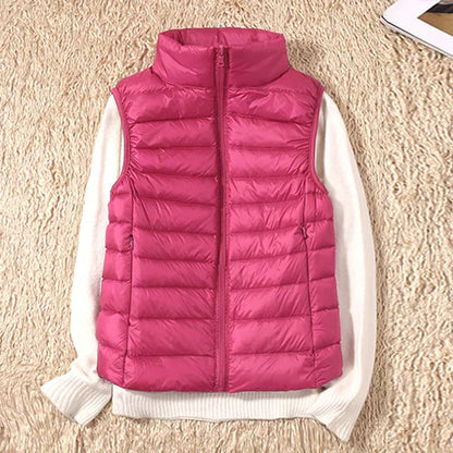 Chaleco Acolchado Con Cremallera Y Cuello Alto Para Mujer | Ideal Para Entretiempo