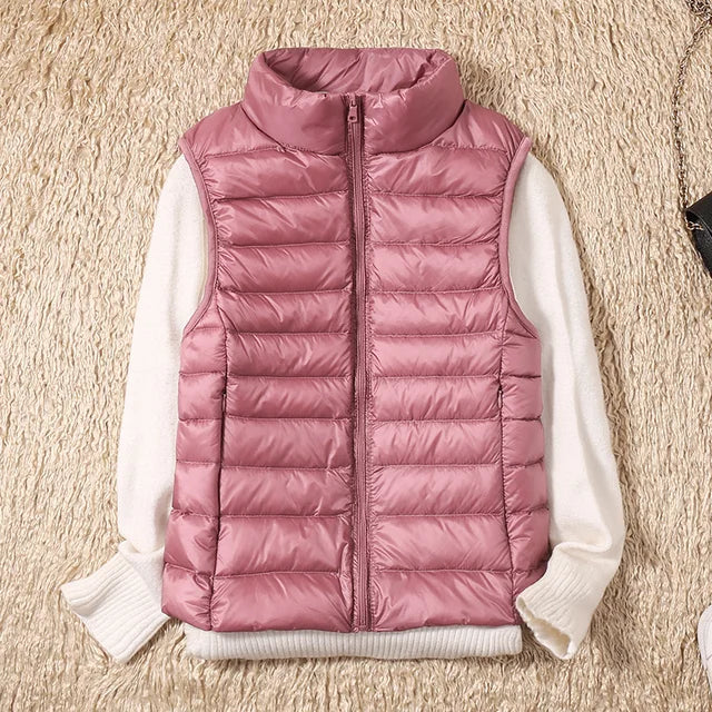 Chaleco Acolchado Con Cremallera Y Cuello Alto Para Mujer | Ideal Para Entretiempo