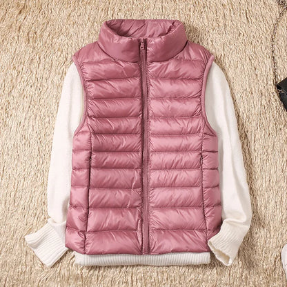 Chaleco Acolchado Con Cremallera Y Cuello Alto Para Mujer | Ideal Para Entretiempo